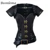 Steampunk espartilho sexy mulheres góticas vintage corselet retro corselet lace up bustiers korset couro plus size fivela gorset top 4 pcs conjunto j190701