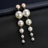 Nouvelle mode charme grande perle simulée longues boucles d'oreilles pour les femmes déclaration boucles d'oreilles pour la fête de mariage bureau dame cadeau