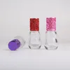 6ml Steel Roller Ball Refillerbar flaska med Alloy Cap Högkvalitativa glas Parfymflaskor för eteriska oljor F1747