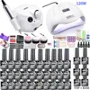 Kits d'art d'ongle 30 pièces ensemble de vernis à Gel 35000 tr/min Kit de perceuse avec 120 W UV lampe à LED outils de manucure