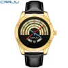 الفاخرة Crrju Top Band Sports Leather Watches Mens Casual Calendar Clock Clock Clock Werst Work Watch Watch Relogio Maschulino