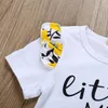 여름 여자 의류 아기 아이 옷을 세트 티셔츠 + 바지 루마 infantil meninas 작은 미스 편지 플로리 프린트