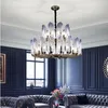 New Chinese Modern Simple Light Restaurant Bedroom Creative Peacock Feather Lighting Living Room glass crystal Chandelier