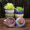 Wholesale-8Pcs / Lot Microlandschaft 소형 즙이 많은 식물 꽃병 화분 Flowerpot Terrarium Container 미니 분재 냄비 세라믹 액세서리