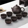Purple Sand Tea Thées à thé en céramique noire Kung Fu Théière à la main Théières à la main Teach à thé Gaiwan Tureen Cérémonie 7-12pcs / Set de haute qualité