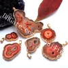 10 st 15-30mm willekeurige maat vrijvorm Vergulde verpakt Solar Quartz Stone Hanger Bloem Stalactite Druzy Slice Hangers Maken Sieraden Craft