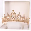 Baroque Gold Champagne Crystal Heart Bridal Tiaras Crown Rhinestone Pageant Diadem Veil Tiara Headbands Wedding Hair Accessories1