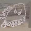 Fashion Rhinestones Bridal Jewelry Sets Silver Crystals Wedding Necklaces And Earrings For Bride Prom Evening Party Accessories9049585