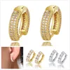 Nouvelle mode personnalisée plaqué or 18 carats Blingbling Cubic Zirconia Diamond Hoop Boucles d'oreilles Hommes Femmes Hip Hop Iced Out Bijoux pour Couples