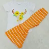 Conjunto de roupas boutique para meninas, camiseta com estampa de vaca, roupa inferior de sino, leite e seda, roupas de verão 2020 fash7606613