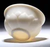 Lotus Flower Tea Cup Vit Porslin Big Master Bowl Handgjord Te Ceremony Teacup Bone Kina