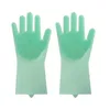 2 uds = 1 Juego de guantes de goma para lavar platos de silicona, resistentes al calor y a las quemaduras, para el hogar, cocina, lavavajillas, lavado de verduras, guantes de baño para mascotas