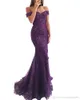 Off The Shoulder Mermaid Long Evening Dresses Tulle Appliques Beaded Custom Made Formal Evening Gowns Prom Party Wear