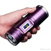 Rechargeable Torch 8000 Lumens Q5 x 4 Fishing flashlight blue/purple/yellow/white light 12 models Use DC charger