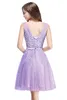 Cheap Junior Bridesmaid Dresses V Neck Tulle Lace Short Homecoming Dresses Maid Of Honor Dresses Vestido de Festa With Lace Up CPS341