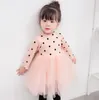 Baby Girls Clothes Dots Princess Dresses Long Sleeve Knit Lace Tutu Dress Girls Outfits Kids Clothing Pink Black White Optional DHW1972