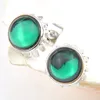 Luckyshine 10 Pair Round Cut Vintage Green Quartz Gems 925 Silver For Women Gift Elegant Stud Earrings Christmas Girt E0247