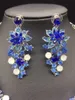 Shinning Blue Colors Flower Jewelry 2 Pieces Sets Necklace Earrings Bridal Jewelry Bridal Accessories Wedding Jewelry T2212768145636