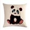 Cartoon Panda-serie vlas kussensloop en kussenhoezen kussenhoezen Automobiele kussen katoen en linnen gedrukte kussensafdekkingen