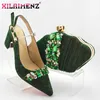 Dress Shoes Nigerian Sandals With Matching Bag For Woman Pointed Toe And Purse Set High Quality African Wedding Pumps In Green Color1