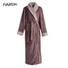 Nouveau hiver Robe femme épaissir chaud Homewear pyjama chemises de nuit vêtements de nuit corail velours longue Robe femme peignoir épais Robes