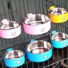 Mangiatoia per animali domestici Ciotola per cani Ciotola per alimenti in acciaio inossidabile Casse Gabbie Cane Pappagallo Uccello Bevanda per animali Ciotola per acqua Accessorio per piatti