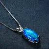 Maridings bijoux Luckyshine 1pcs Magnifique style bel bleu ovale authentique Opale Gemstone Silver Fashion Women Charm Collier Pendant 219E