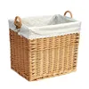 Rattan Tvättkorg Willow Woven Handduk Wickerwork Square Bathroom Clothes Toys Sovrum Storage Hotel med handtag och fodral