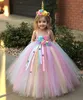 Dziewczyny Flower Tutu sukienka dla dzieci szydełkowana sukienka z paskiem tiulowym suknia balowa z stokrotką Wstążki dla dzieci kostium 9735126