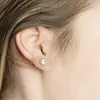 証明書Yhamni 100％SOLID 925 SILVER STUD EARRINGS高品質7mmジルコニアストーンウェディングファインイヤリング女性SE005281Y