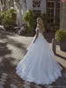 Koronkowe aplikacje skromne ukochane krótkie rękawy bez pleców długość podłogi tiulowe sukienki ślubne ślubne suknia ślubna vestidos de novi