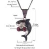 Iced Out Cartoon Shark Necklace Chain Micro Paved Cubic Zircon Animal Necklace Bling Men Hip Hop Jewelry