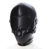 Fetish Sex Mask Bdsm Bondage Sexy Headgear Open Mouth Gag Blindfold Leather Restraint Hood Mask Sex Toys For Couples Adult Games Y2924351