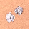 88 pièces breloques tête de chef indien Antique argent plaqué pendentifs faisant bricolage à la main tibétain bijoux en argent 21*18mm