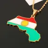العصرية إقليم كردستان خريطة قلادة الكردية العلم لون الذهب Koerdistan سلسلة مجوهرات للنساء الرجال