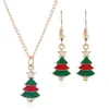 Mode femmes ensembles de bijoux dégoulinant d'huile arbre de Noël guirlande petite cloche bonhomme de neige bas de Noël collier boucles d'oreilles costume cadeau de Noël