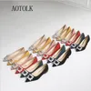 Women Pumps Rhinestone Female High Heels Ladies Pointed Toe Dress Shoes Soft Thin Heel Wedding Shoes