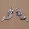 Ciondoli di pesce in lega con ciondolo in argento tibetano con sirena per gioielli, per collana fai da te, accessori per gioielli, risultati 21 * 75 mm