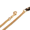 Dog Collars & Leashes 10MM Gold Chain Pet Supplies Leather Handle Portable Puppy Cat Leash Rope Straps For Medium Large Dogs1272m