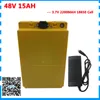 750W 15Ah 48V EBike Battery 48Volt li-ion battery Built-in 20A BMS 13S Lithium Battery 48V 15AH With Case 2A Charger