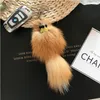 Real Genuine Fur Fox Keychain Bag Charm Car phone Pendant Keyring Tassels