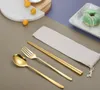 Creative 304 stainless steel Korean spoon, fork, chopstick, tableware, student portable three-piece set