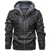 Herren Warme Jacke Winter Motorrad Leder Jacke Windjacke Mit Kapuze PU Männlichen Outwear Wasserdichte Jacken Und Mäntel Für Männer2332089