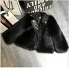 Short Style Girls Fur Coat Jacket Imitation Fox Artificial Fur Grass High Quality Plush+Leather Winter Kids Baby Girl Clothes Outwear