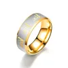 Rostfritt stål Guld Ring Groove Diamant Ringar Engagemang Bröllop Ringar Band Par Mode Smycken Kvinnor Mens Gift Will och Sandy 080478