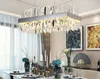 Luxe Rechthoek Crystal Kroonluchter Voor Eetkamer Keuken Island Lampen Opknoping Moderne LED Kroonluchters Binnenverlichting Fixtures Myy