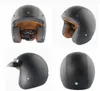 VENDITA CALDA Casco Moto in pelle nera Retro Vintage Cruiser Chopper Scooter Cafe Racer Casco Moto 3/4 Open Face1