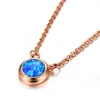 LuckyShine 5 PCS Top Quality Round Fine Blue White Opal Gemstoe Silver Pendants Women's Rose Gold Charm Necklace Pendants Jew269C