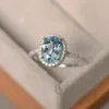 Trendy merk CZ 925 zilveren ring grote vierkante hemel blauw groen paars zwart steen ringen voor vrouwen sieraden bruiloft gift ringen