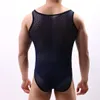 Män sexig mesh bodysuit wrestling singlet fetish gay manlig jockstrap underkläder erotisk underkläder fitness kostym se genom jumpsuits